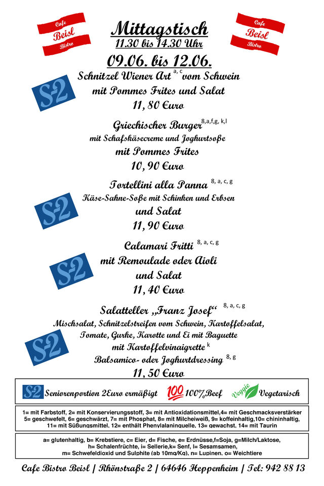 Mittagtisch 09.06.2025 bis 12.06.2025