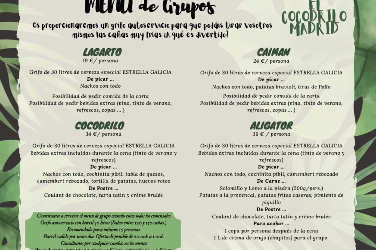 Menus grupos + 15 personas !