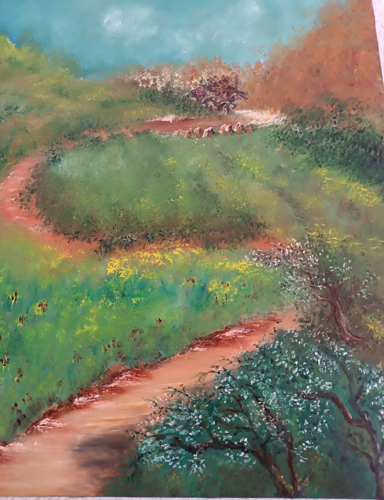 Pintura al oleo en restaurante