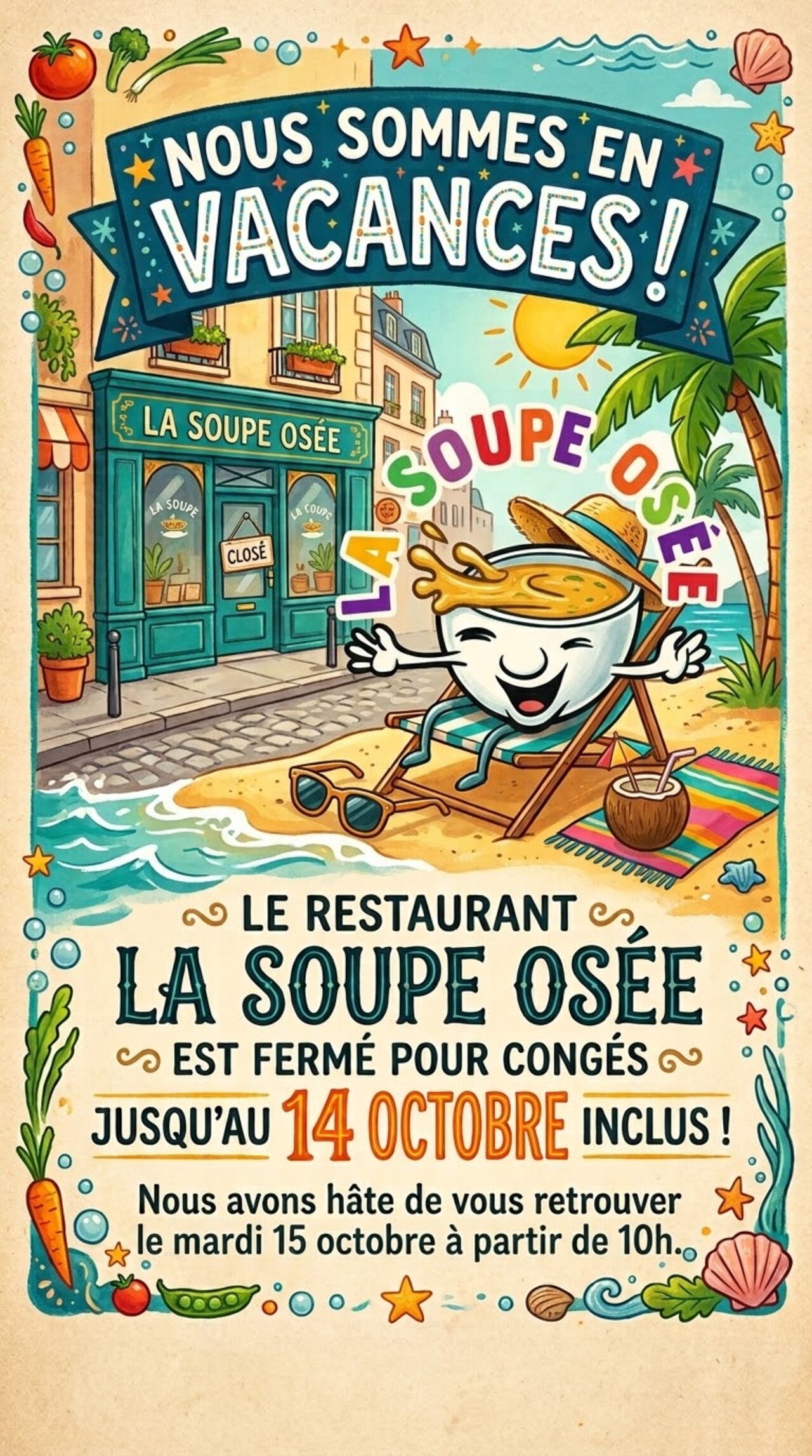 Fermeture pour congé