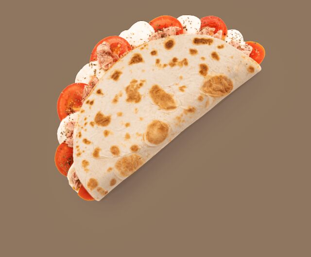 Mayonnaise, Mozzarella, Thunfisch, frische Tomate und Oregano