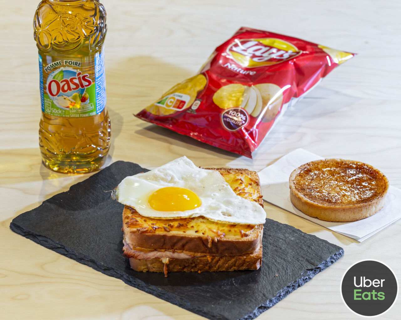 Menu croque madame :
Croque : Poulet, Jambon , Chèvre. 