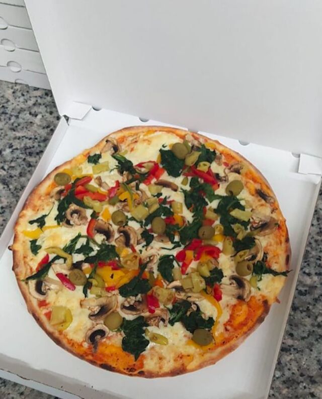 Unsere köstliche vegetarische Pizza.
