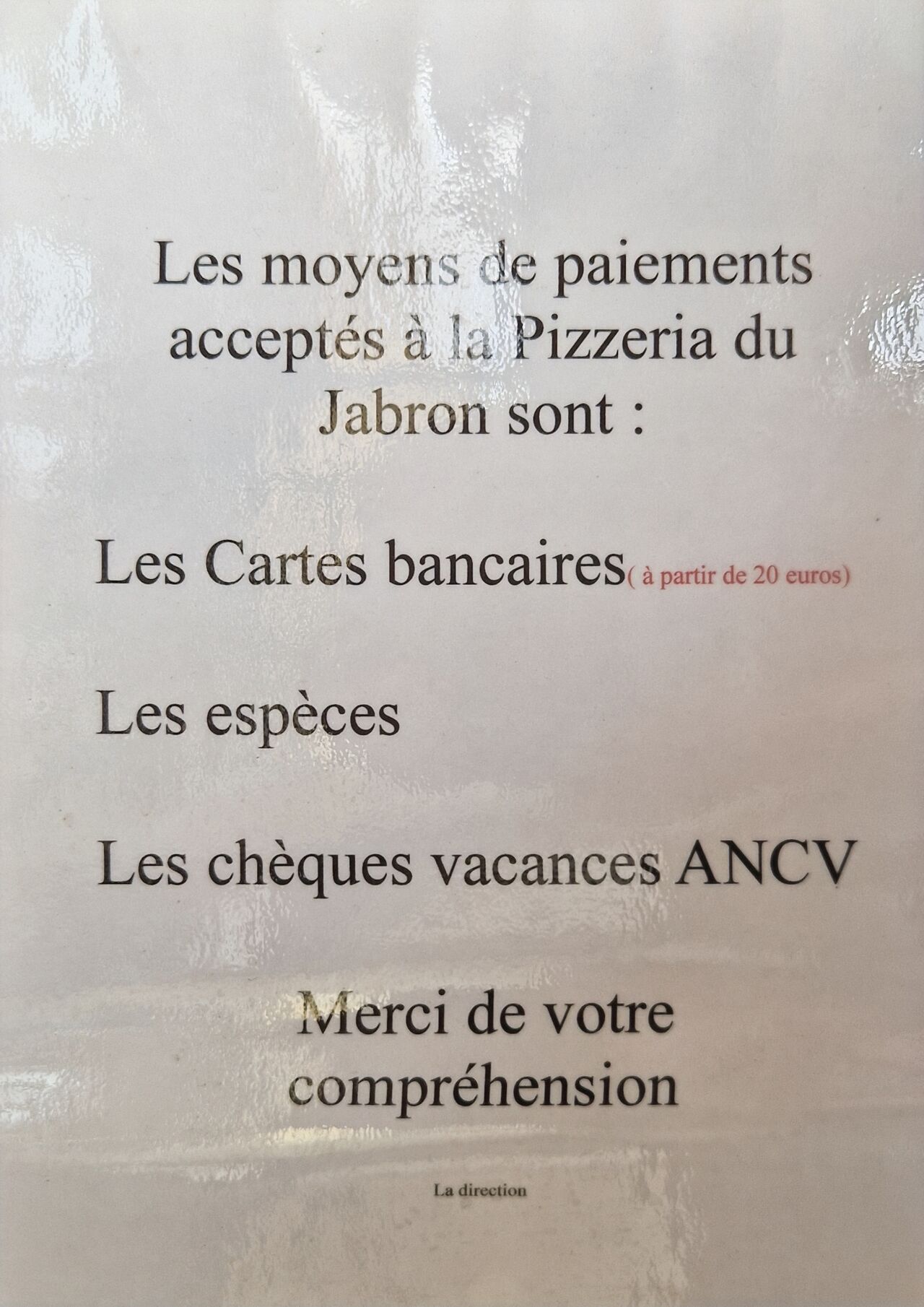 paiements acceptés