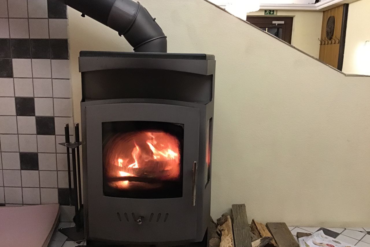 The fire place.