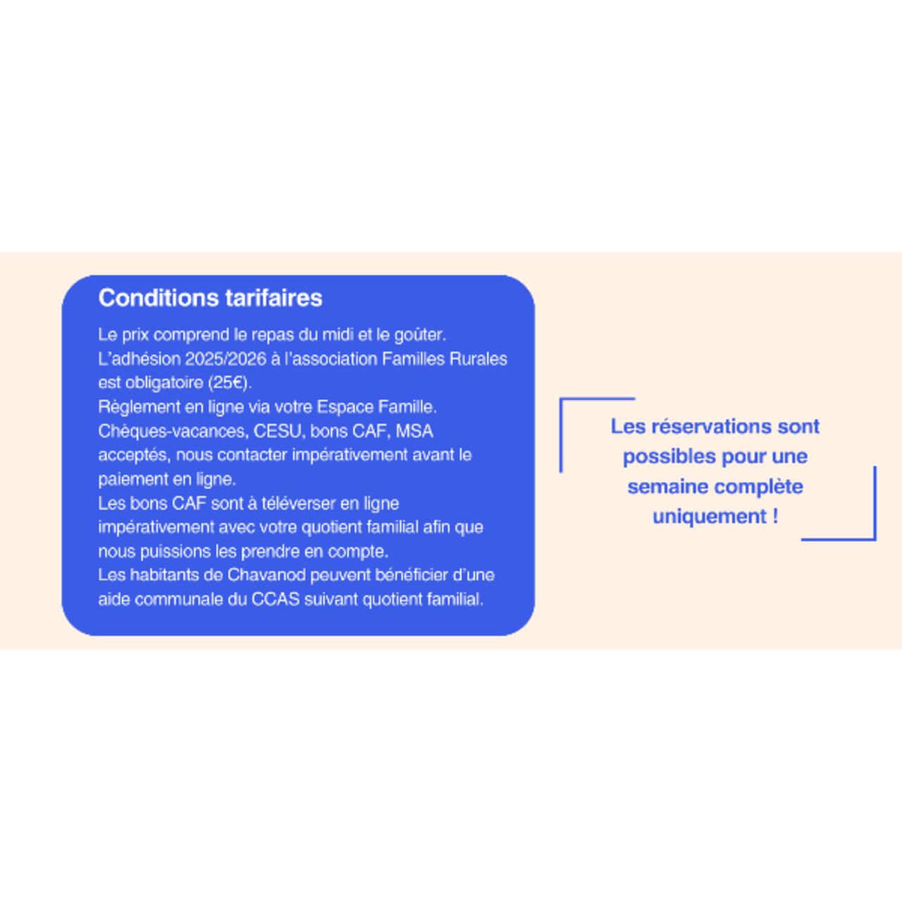Les conditions tarifaires