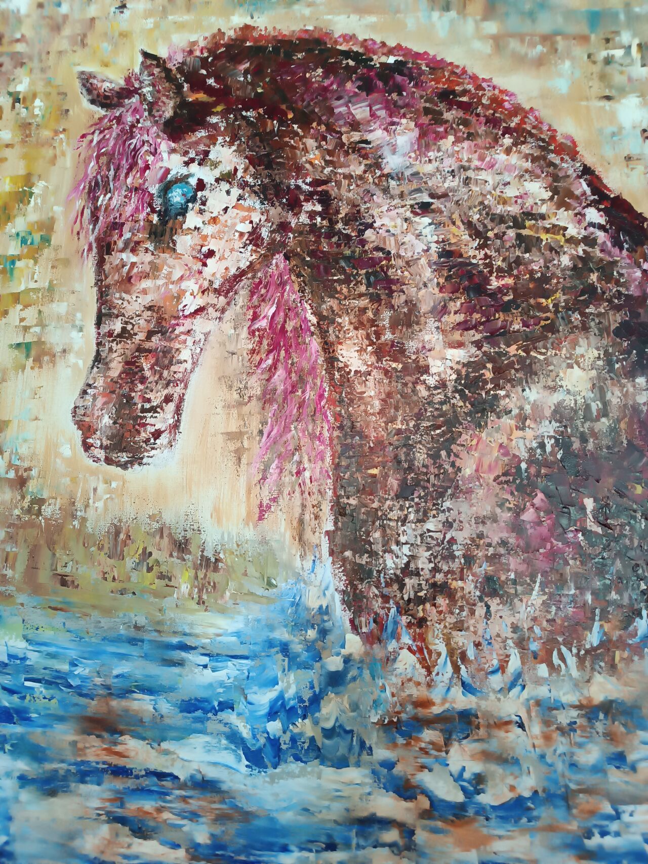 Pintura al oleo en restaurante