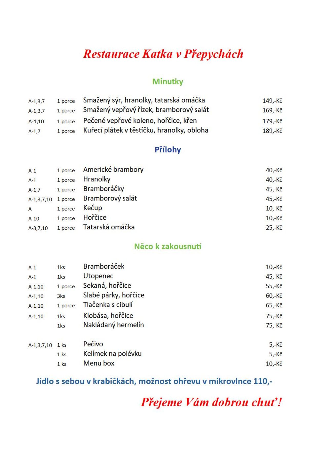 Obědové minutky 2025