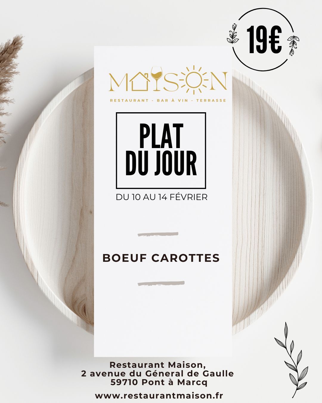 plat du jour du 10 au 14 février