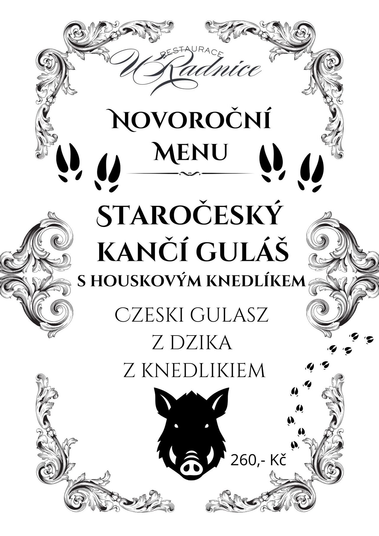 Staročeský kančí guláš s houskovým knedlíkem