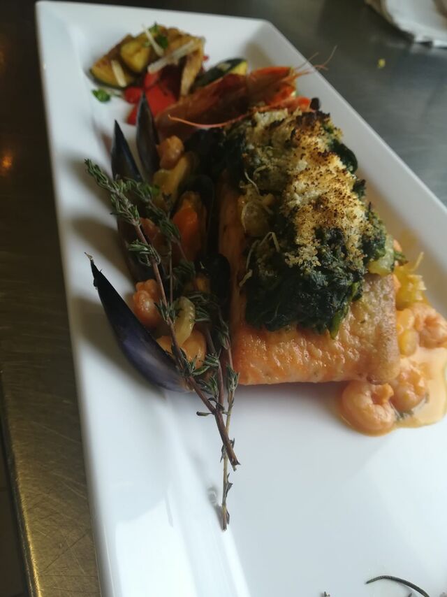 Lachs mit Spinatkruste