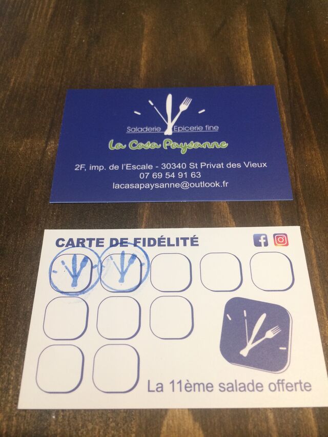 Notre carte fidélité. la 11ème salade est offerte ! 