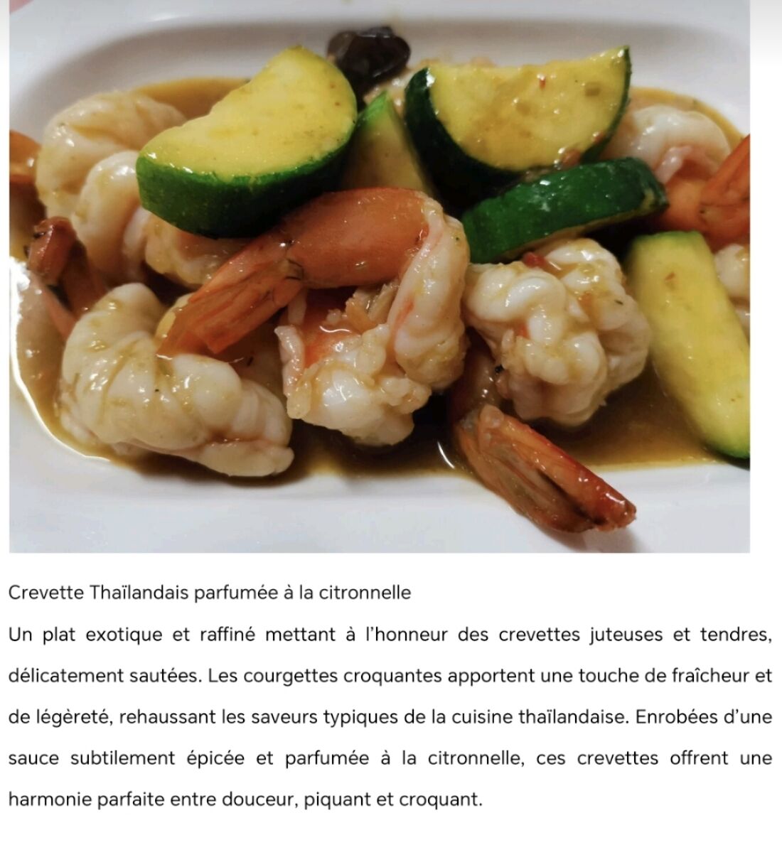 Crevette Thaïlandais parfumée à la citronnelle 