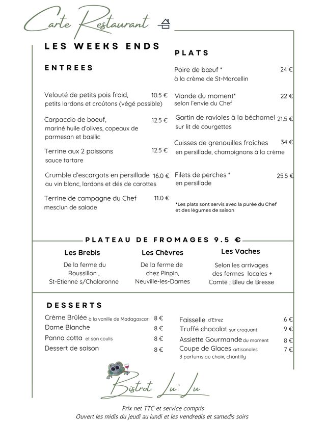 CARTE WEEK END