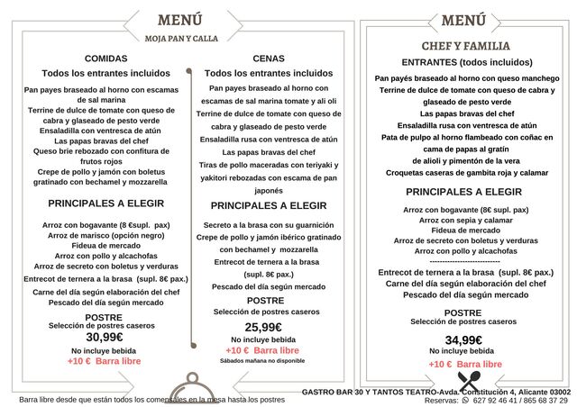 MENÚS PARA GRUPOS (consultar disponibilidad en diciembre)