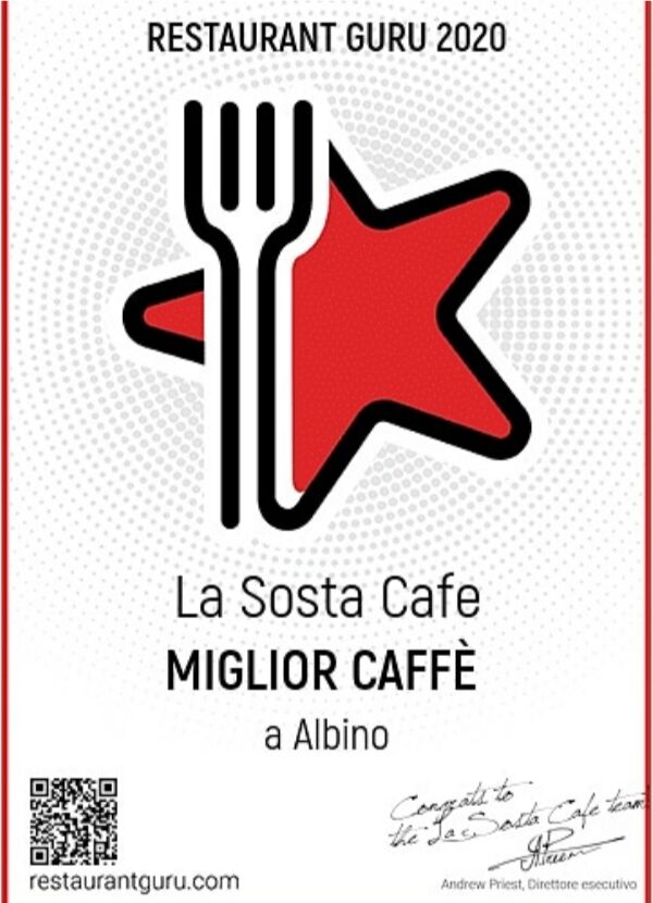 Premio Restaurant Guru
Miglior caffe di Albino 2020