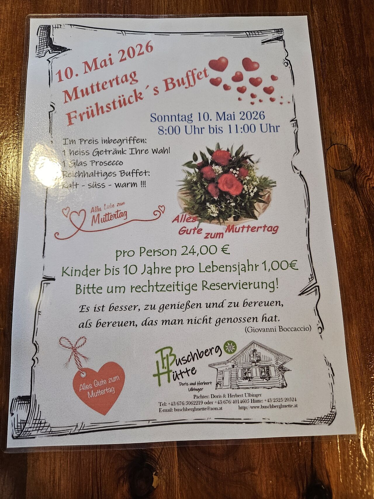 Muttertags Frühstücks Buffet