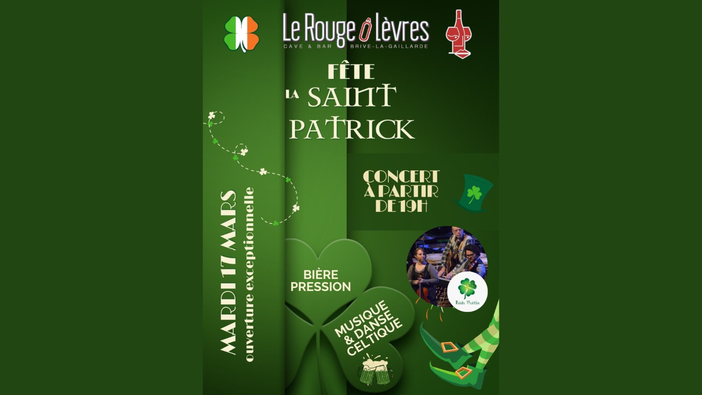 Soirée Saint Patrick - Concert Irish Poitin