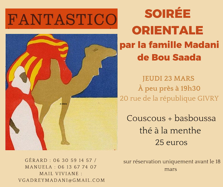 Soirée orientale le 23 mars 2023