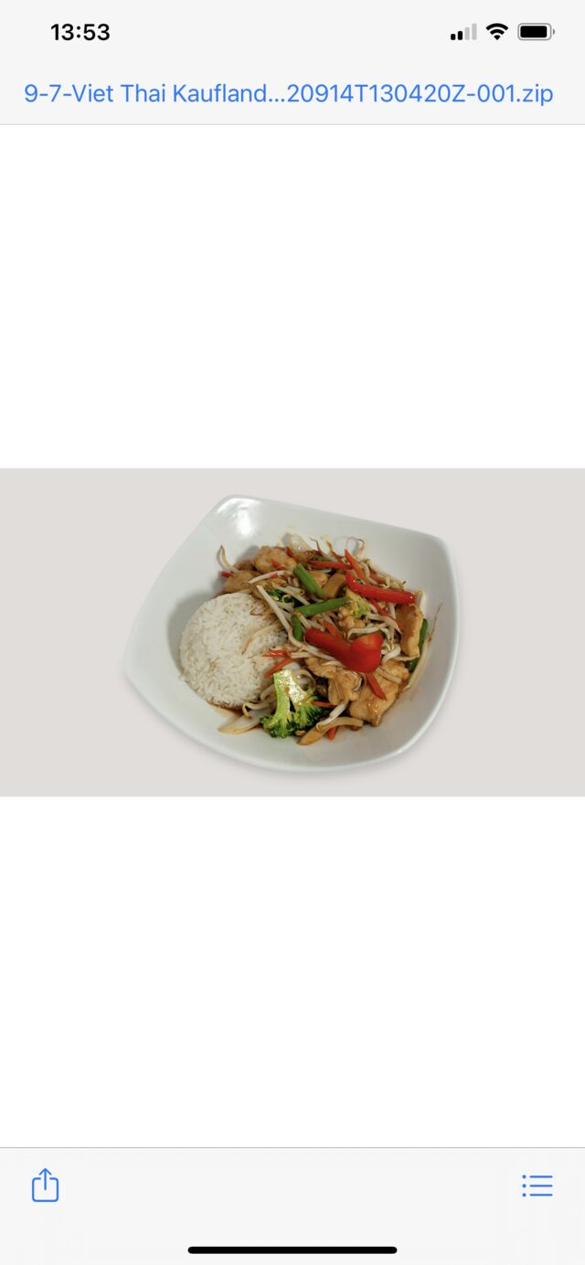 Dunkel Soße mit Duftreis und frischen Gemüse 