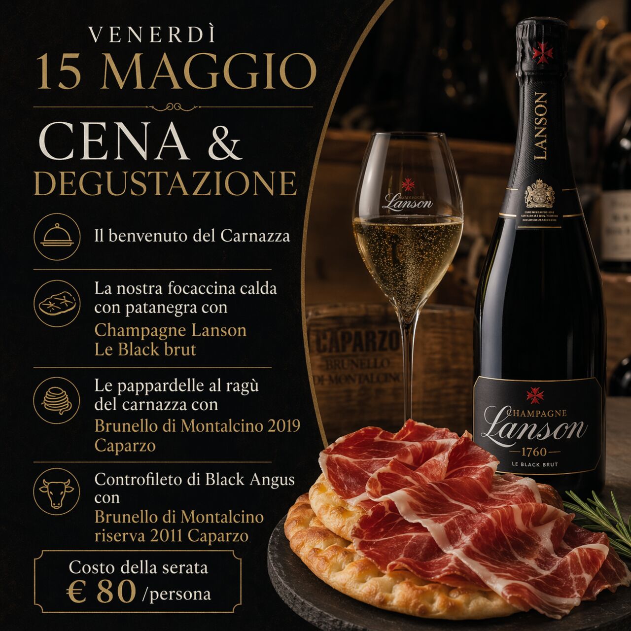 15 maggio 2026 Champagne Patanegra Brunello