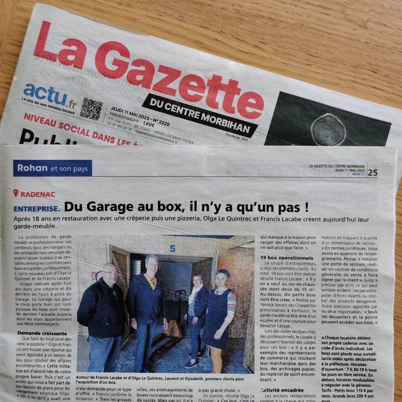 Vitrine dans le journal La Gazette