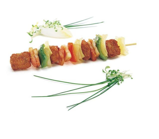 brochette provençale
viande de porc marinée ,poivron , oignon