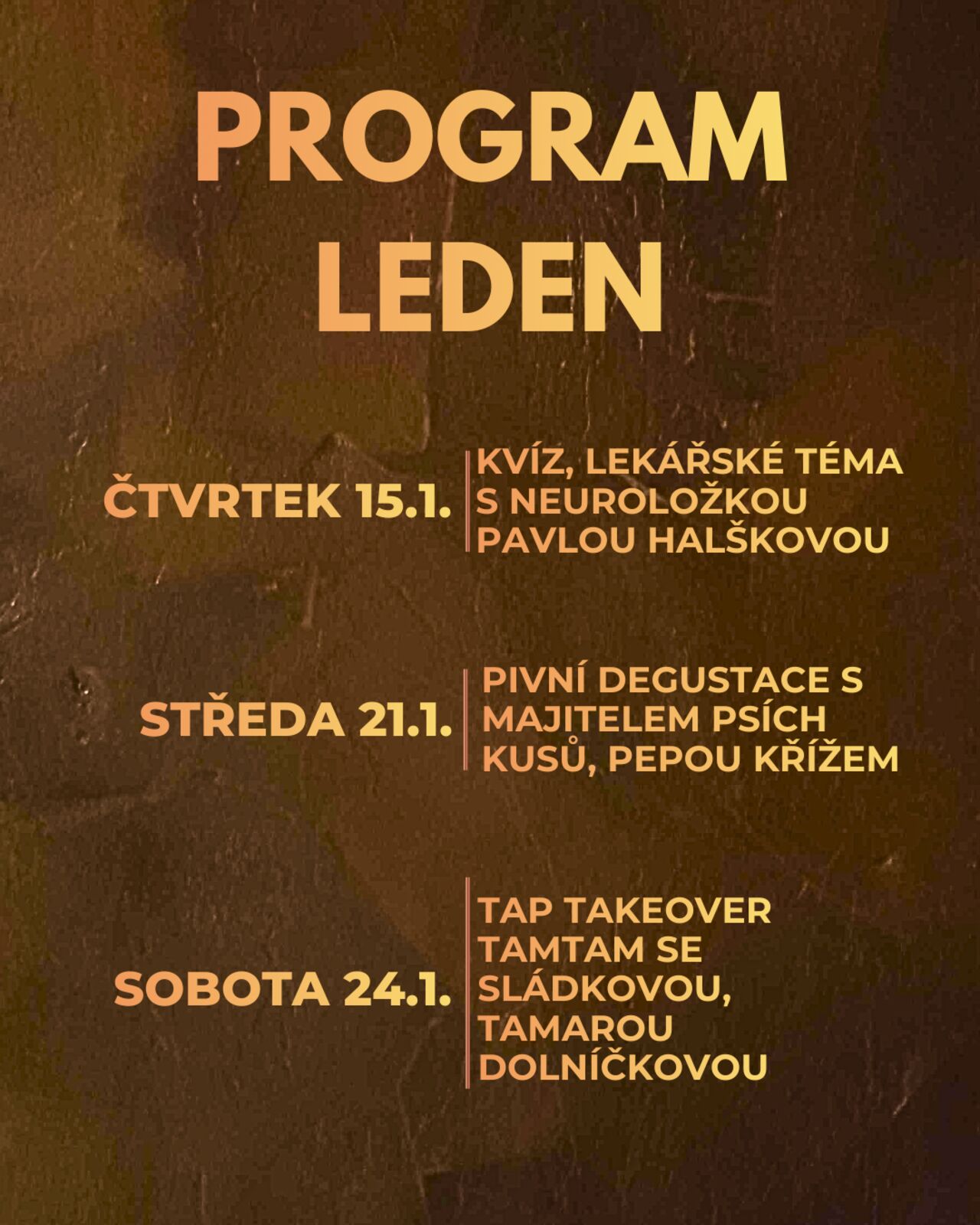 Program akcí na měsíc leden