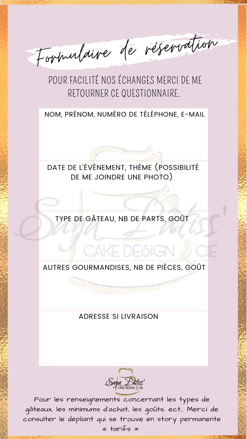 Télécharger votre « formulaire de réservation » remplissez le et retournez le par mail à sayapatiss@outlook.fr