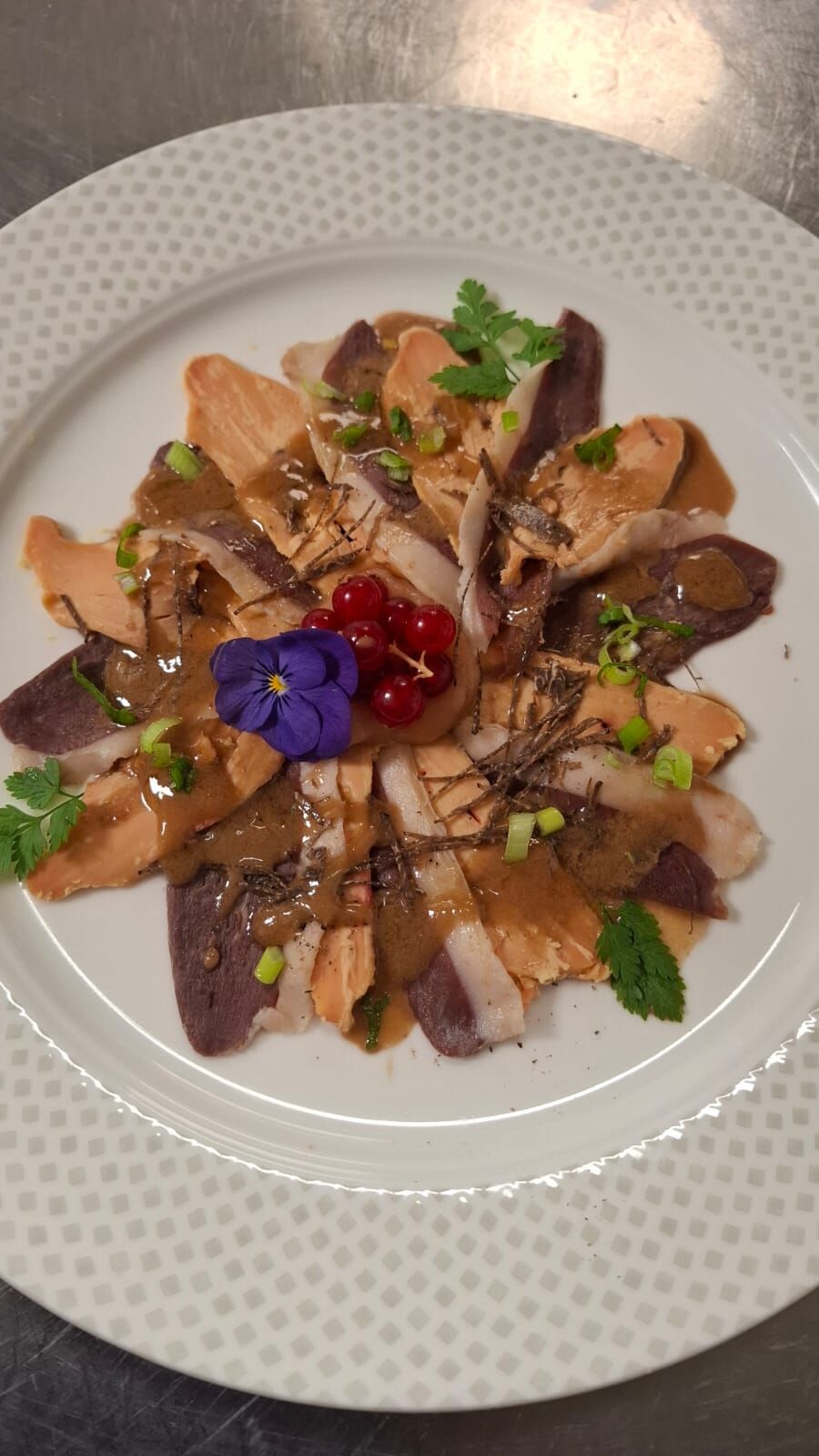Carpaccio de foie gras et magret fumé