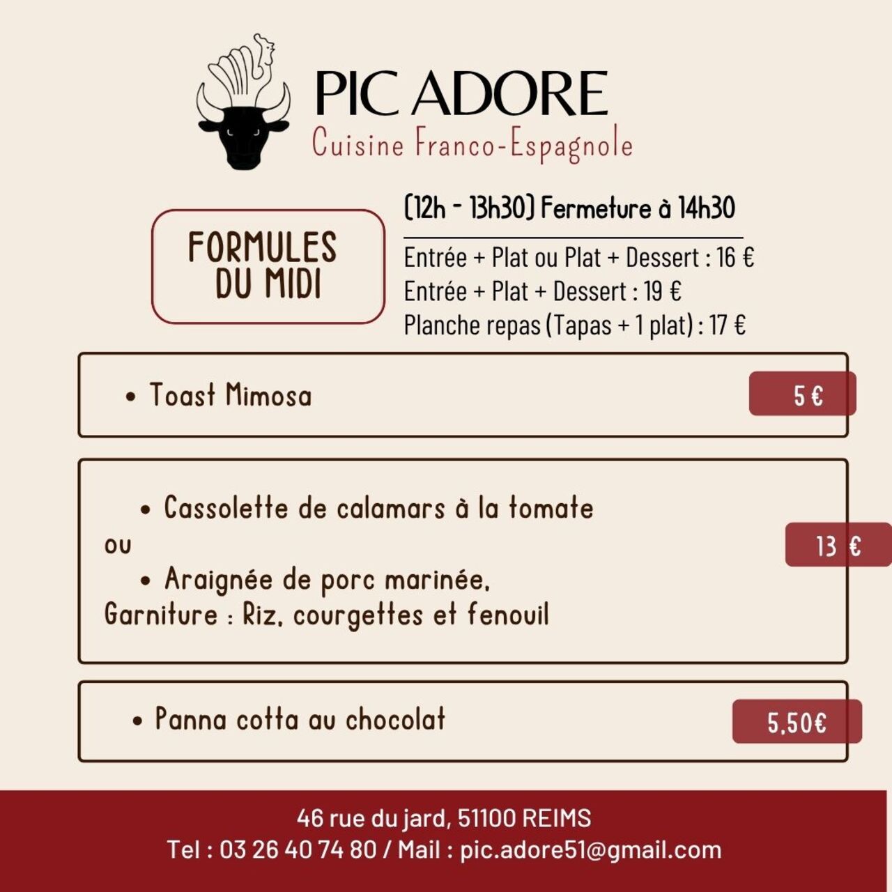 MENU DU MIDI