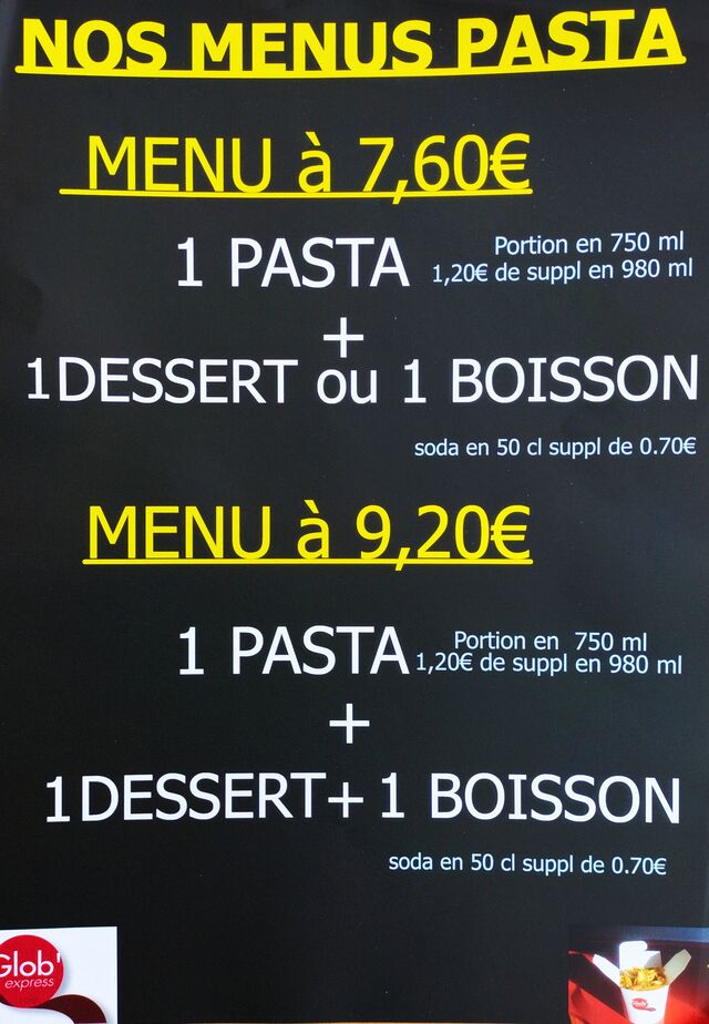 Menu pasta 2023