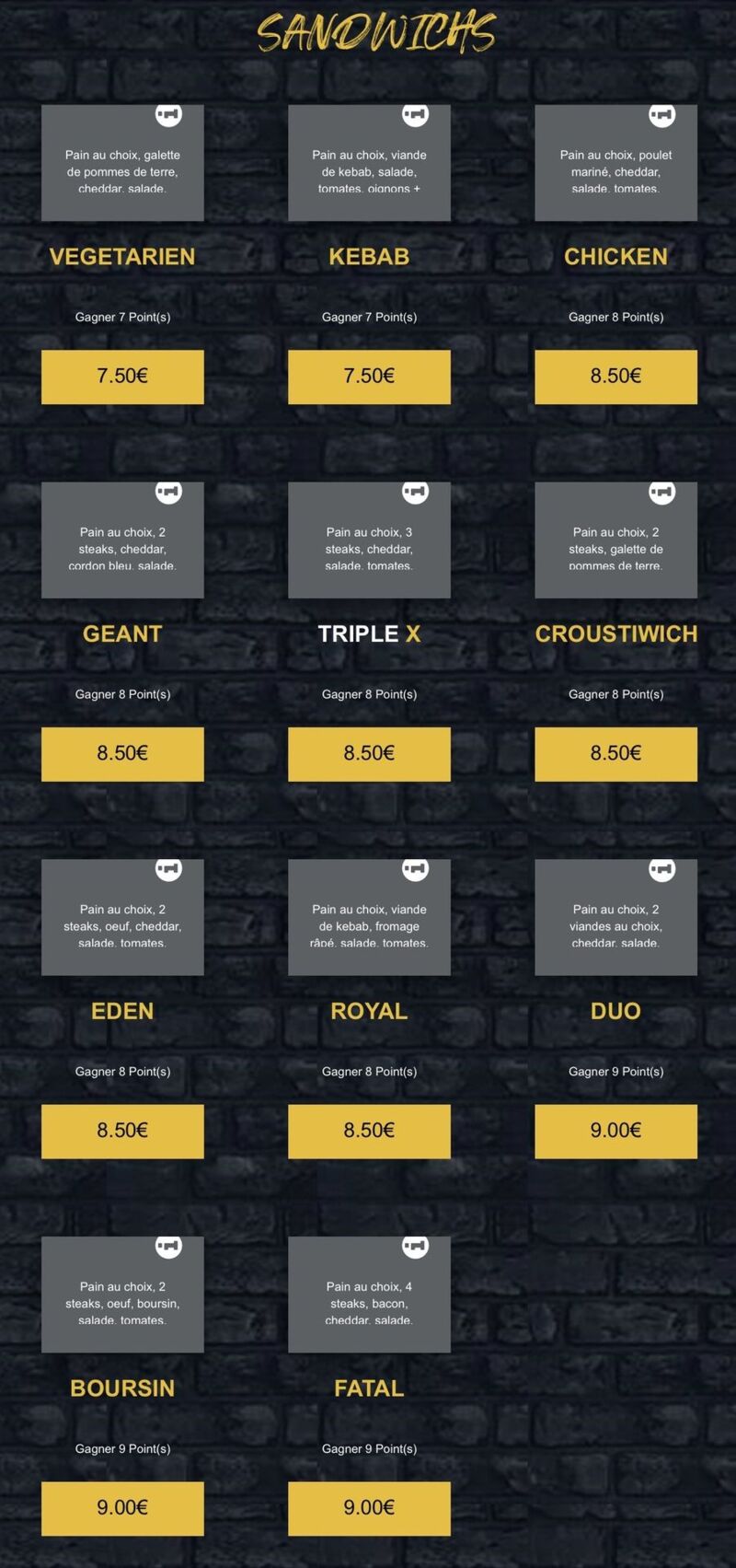 SANDWICHS INGREDIENTS