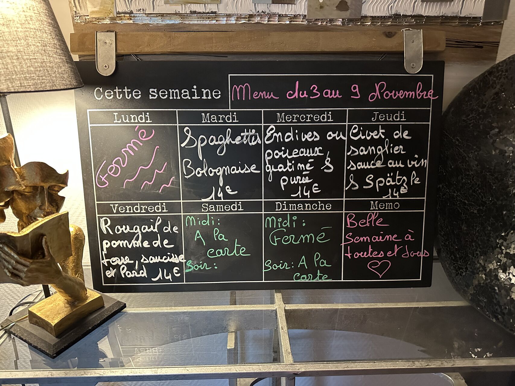 Nos plats du jour