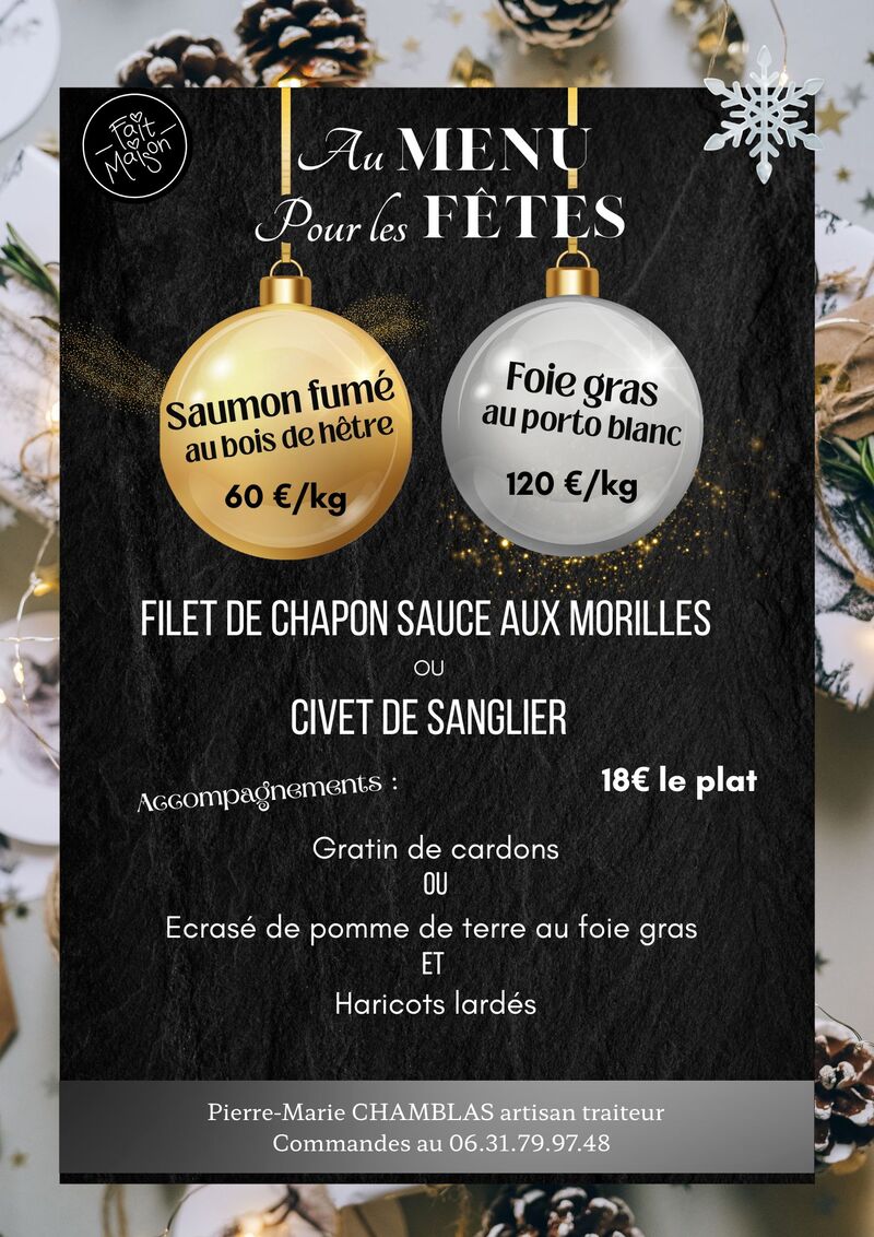 Menu de fêtes 2025