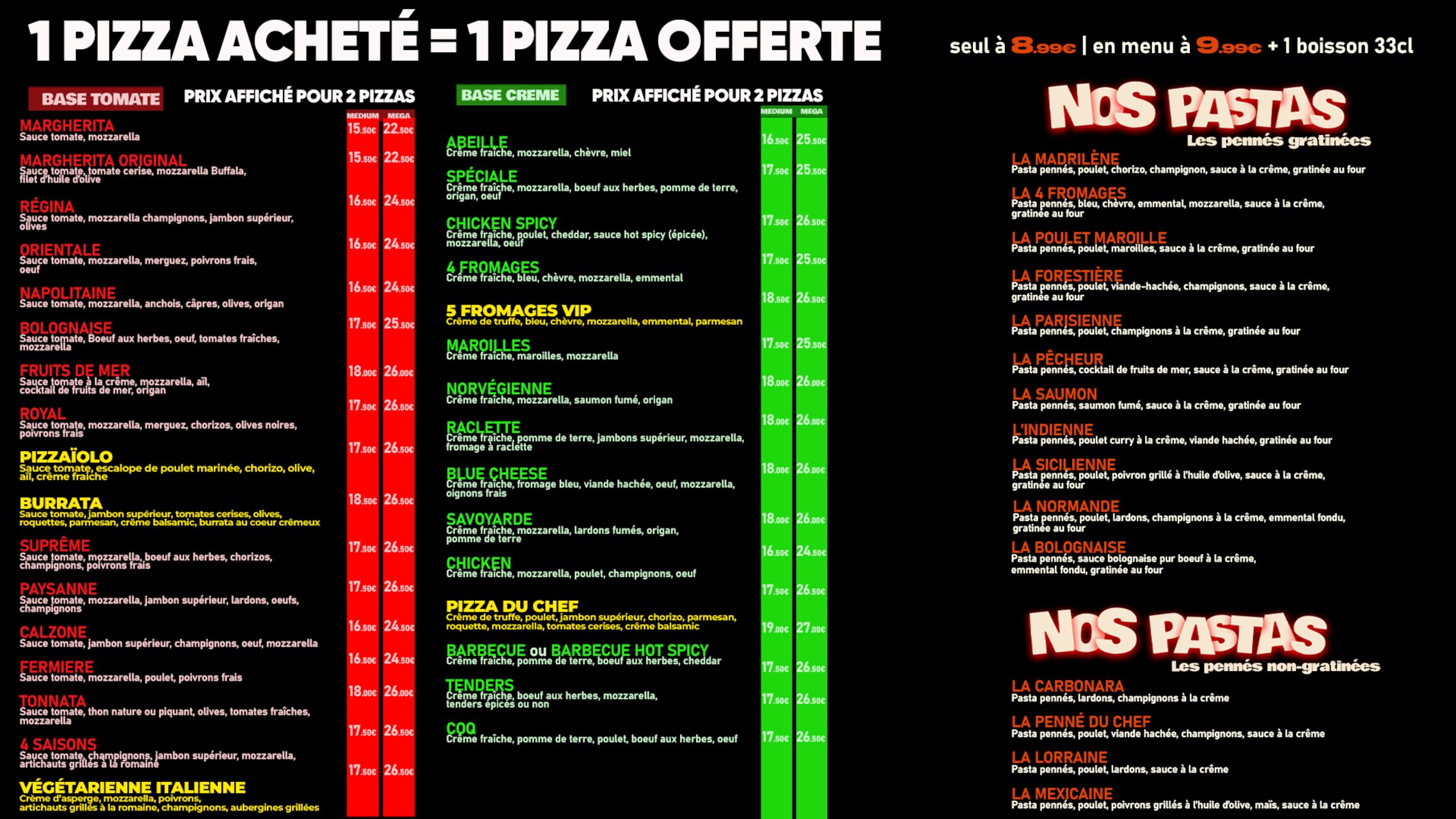 Notre menu