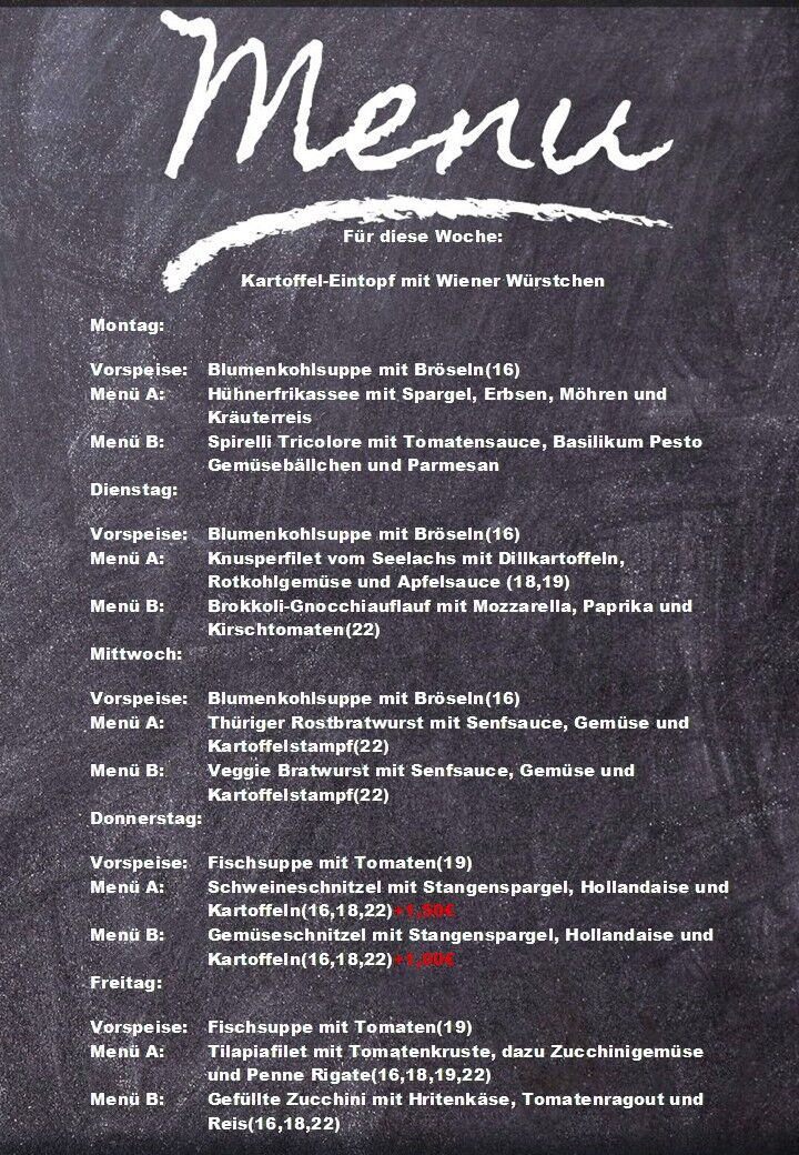Speiseplan für diese Woche
