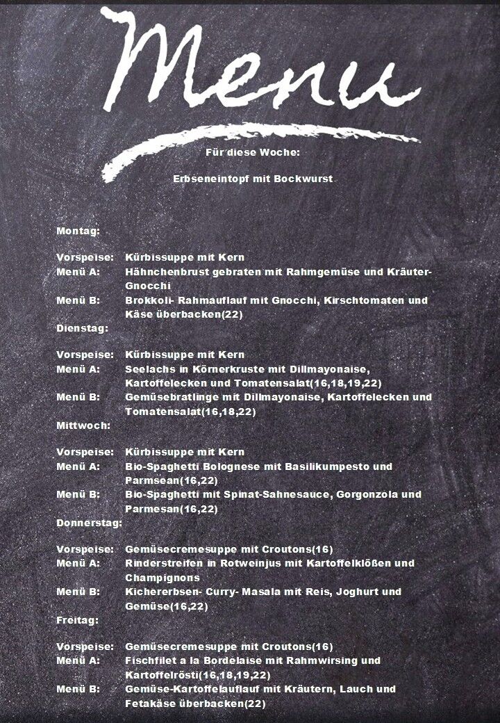 Speiseplan für diese Woche