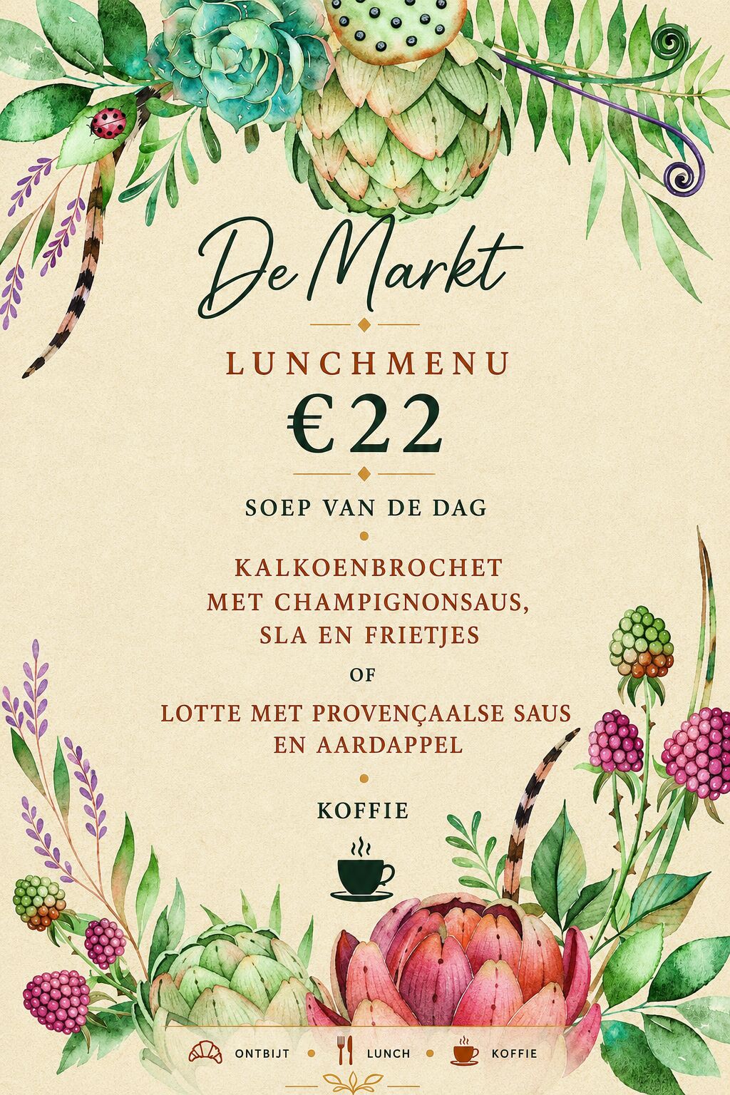 Lunch van woensdag 12/8 tem zaterdag 15/8