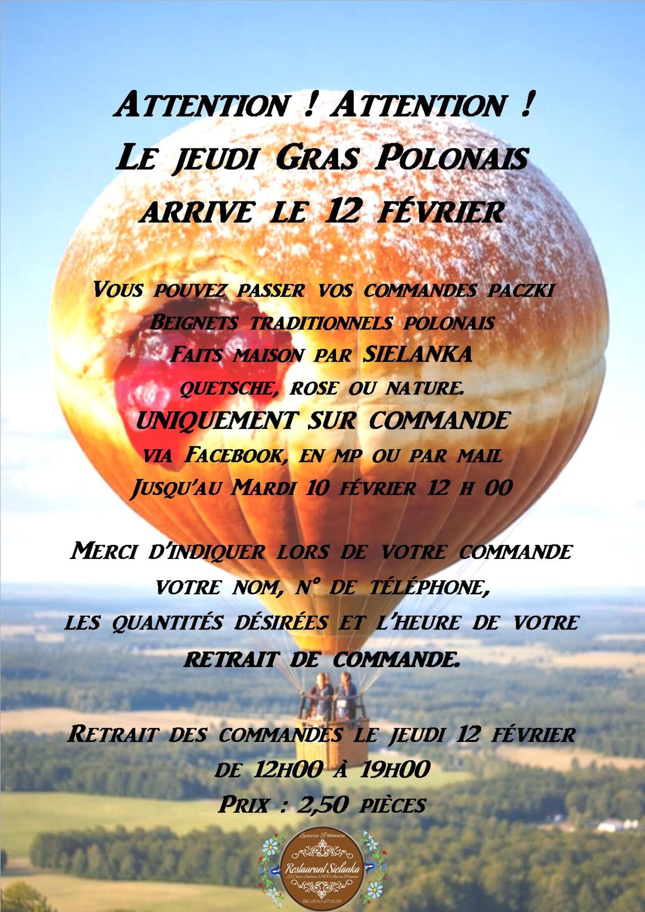 Le jeudi Gras Polonais arrive le 12 février.