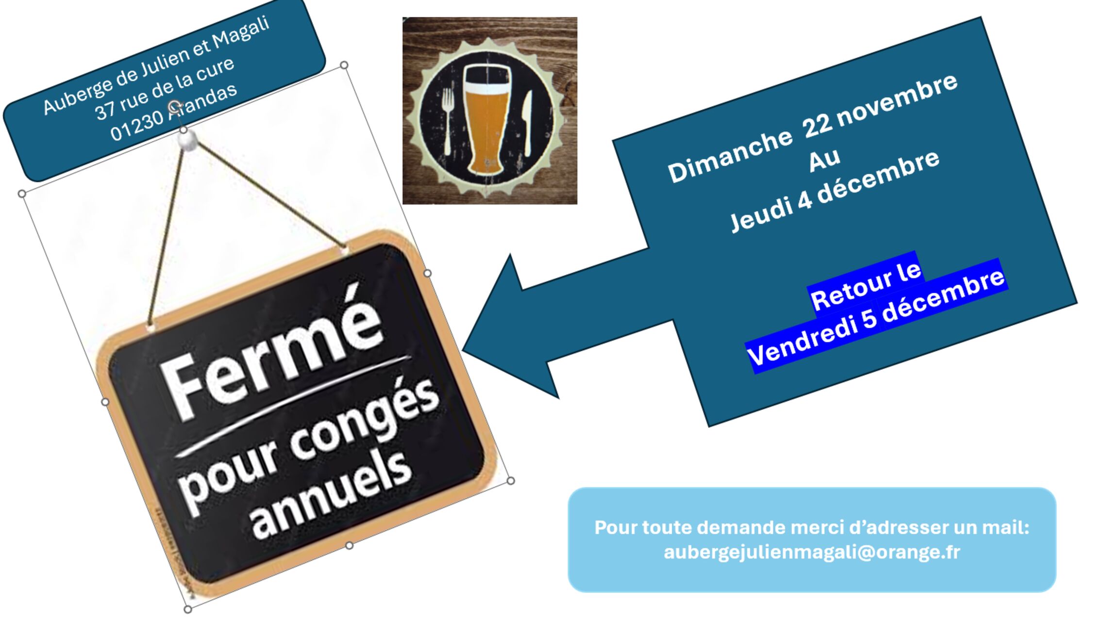 Fermeture pour congés annuels