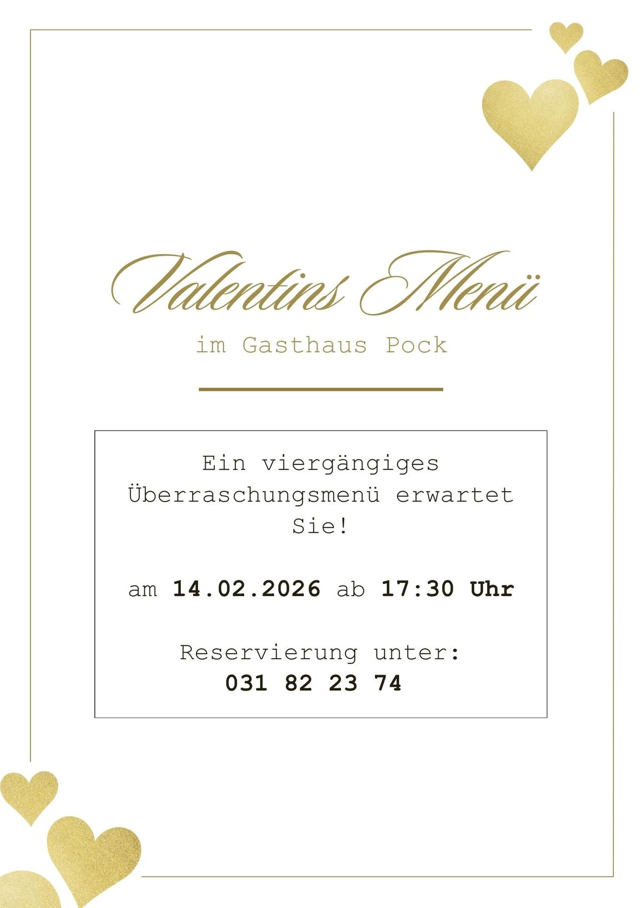 Valentinsmenü im Gasthaus Pock