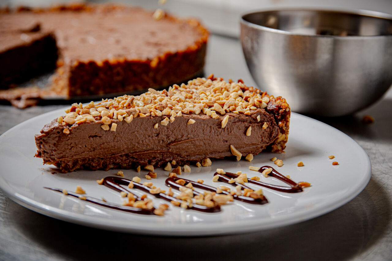 Tarte chocolate e amendoim