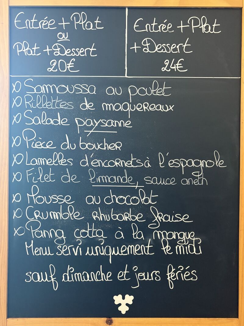 Menu du midi du 20/07 au 25/07