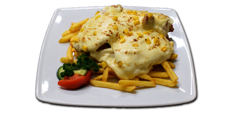 Kaliforniai rántott borda / Californian style rib (fried rib, maize, cheese, sour cream)