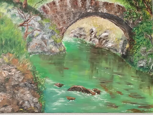 Pintura al oleo en restaurante 