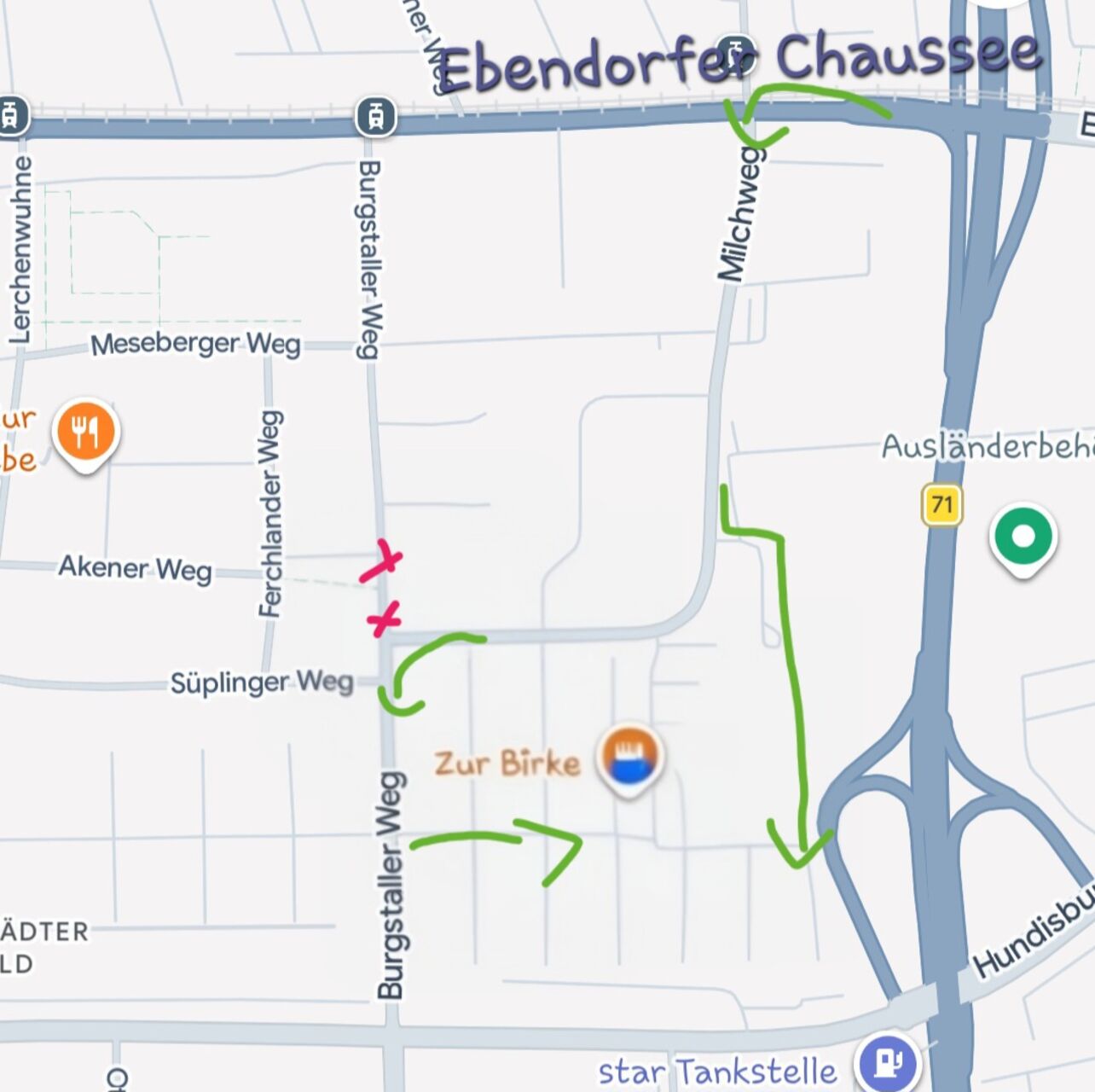 Erneute Umleitung zum Anfahrtsweg