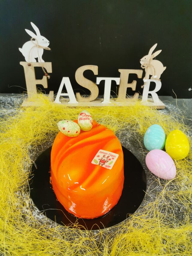 SPECIAL PÂQUES
Mousse Framboise
Mousse Passion
Craquant passion
Taille unique 6personnes
Prix : 22euros 