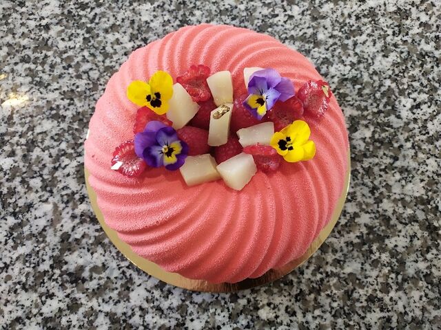 couronne framboise poire vanille