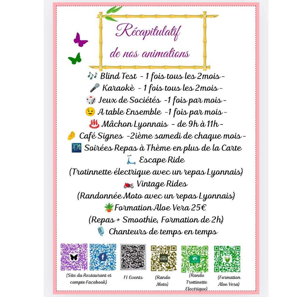 💖Découvrez les animations que nous vous avons préparées pour partager de bons moments ensemble.